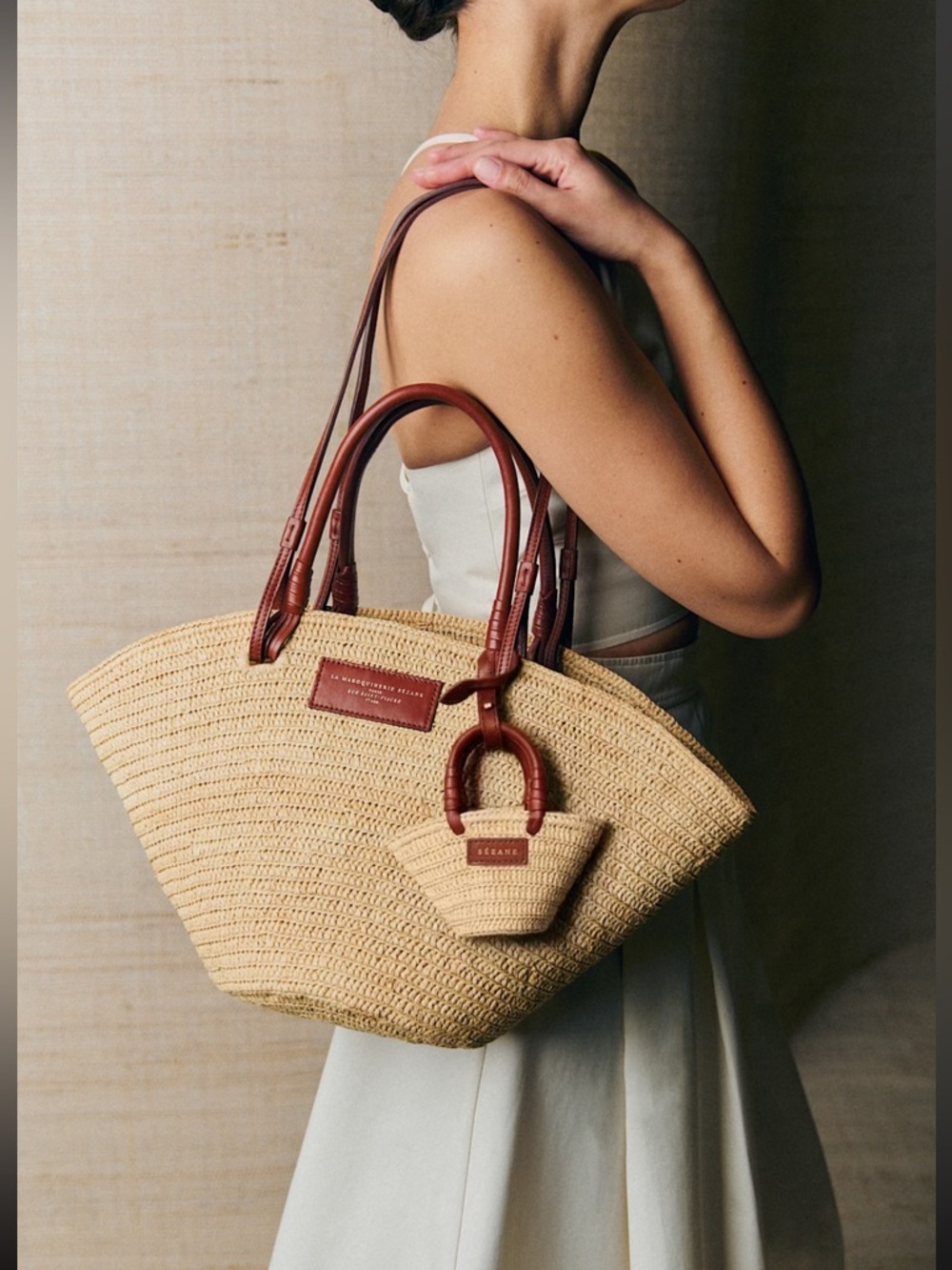 Sézane Justine Bag Accessory - Natural Raffia - mini basket, brand new - Picture 2 of 4